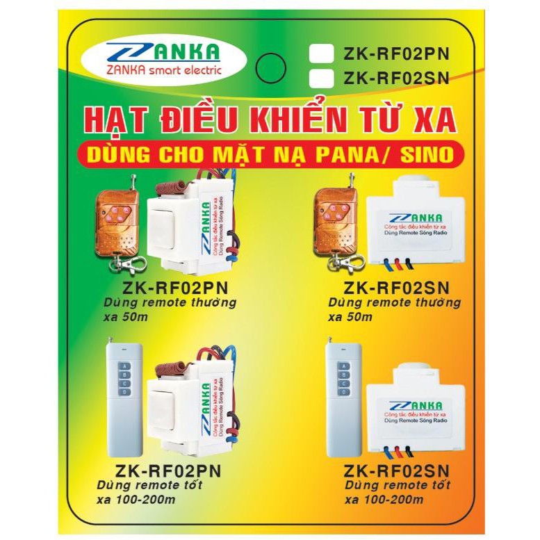 Hạt công tắc điều khiển từ xa Zanka ZK RF02PN