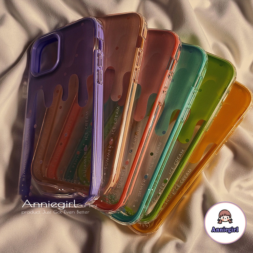 Ốp điện thoại TPU mềm họa tiết kem chảy 3 trong 1 dễ thương cho Phone 14 13 12 11 Pro Max X Xs Max Xr 8 7 Plus