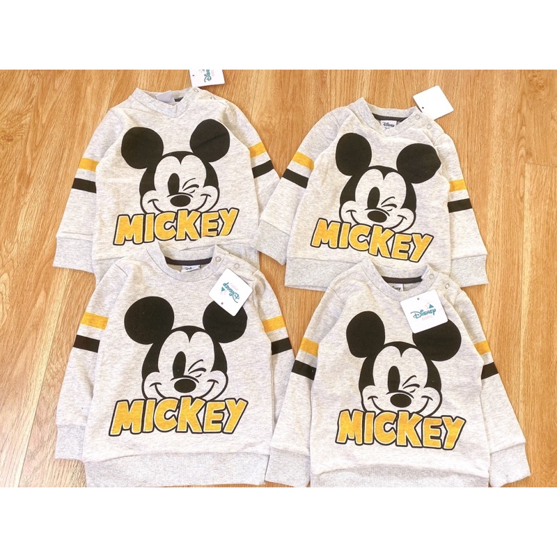 Áo nỉ hãng Disney Baby hoạ tiết Mickey chất liệu da cá mềm xịn cho bé từ 12 tháng đến 6 tuổi