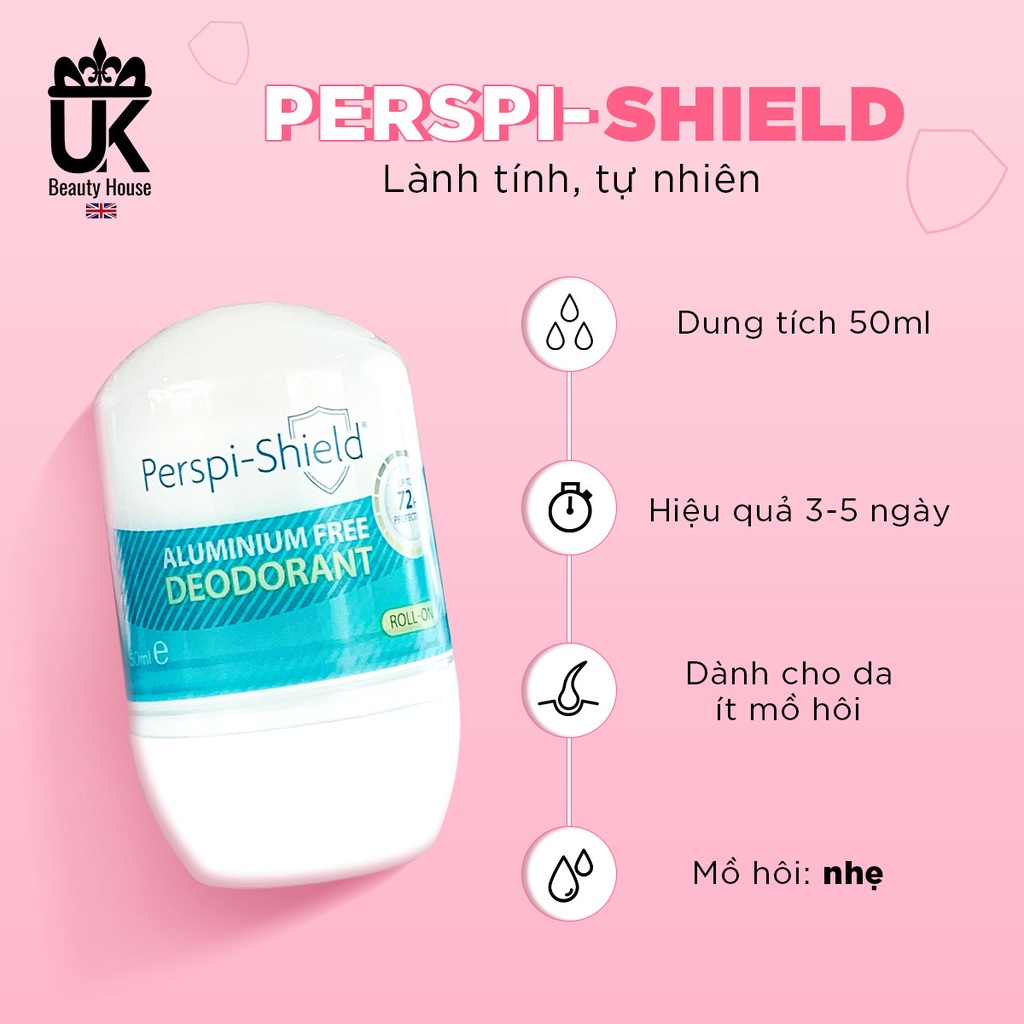 Lăn khử mồ hôi 72h không chứa muối nhôm Perspi-Shield 72h Aluminium Free Deodorant 50ml