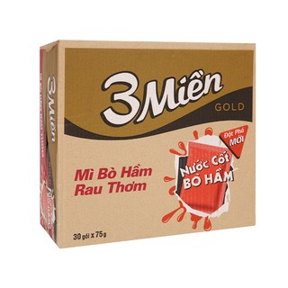 1 Thùng Mì 3 Miền Bò Hầm Rau Thơm 30 Gói 75g