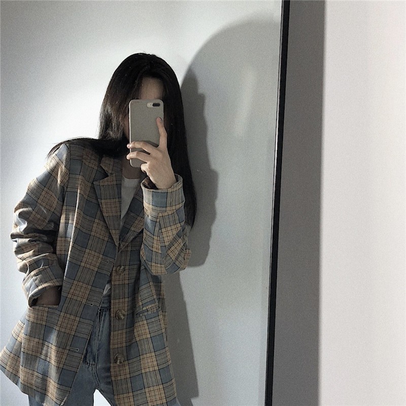 (Hàng Đẹp)Ảnh thật 4 hình cuối-2W357.Áo blazer xuân thu kẻ basic phong cách Hàn Quốc | BigBuy360 - bigbuy360.vn