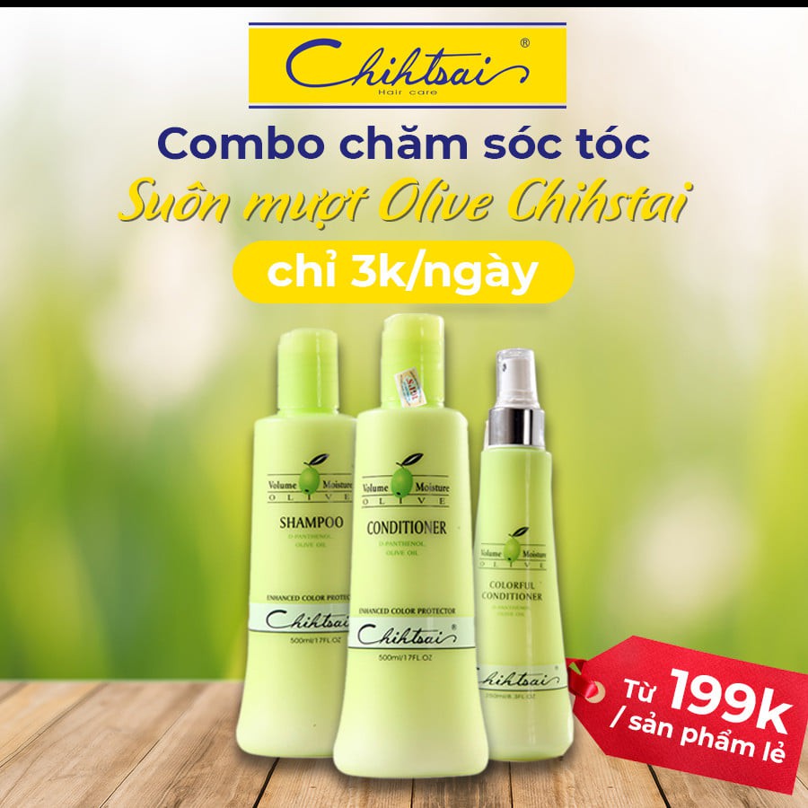 Dầu Gội Xả Dưỡng Mềm Tóc Chihtsai Cấp Ẩm Cho Tóc, Chiết Xuất Từ Tinh Dầu Olive Volume Moisture Olive 500ml- 1000ml