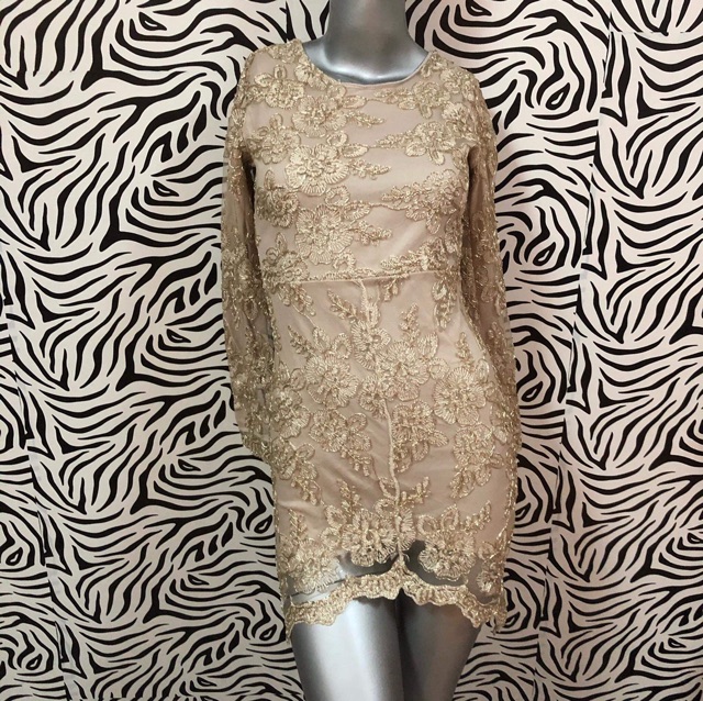 Đầm suông ren nâu kiểu nguyên tag hàng si 2hand