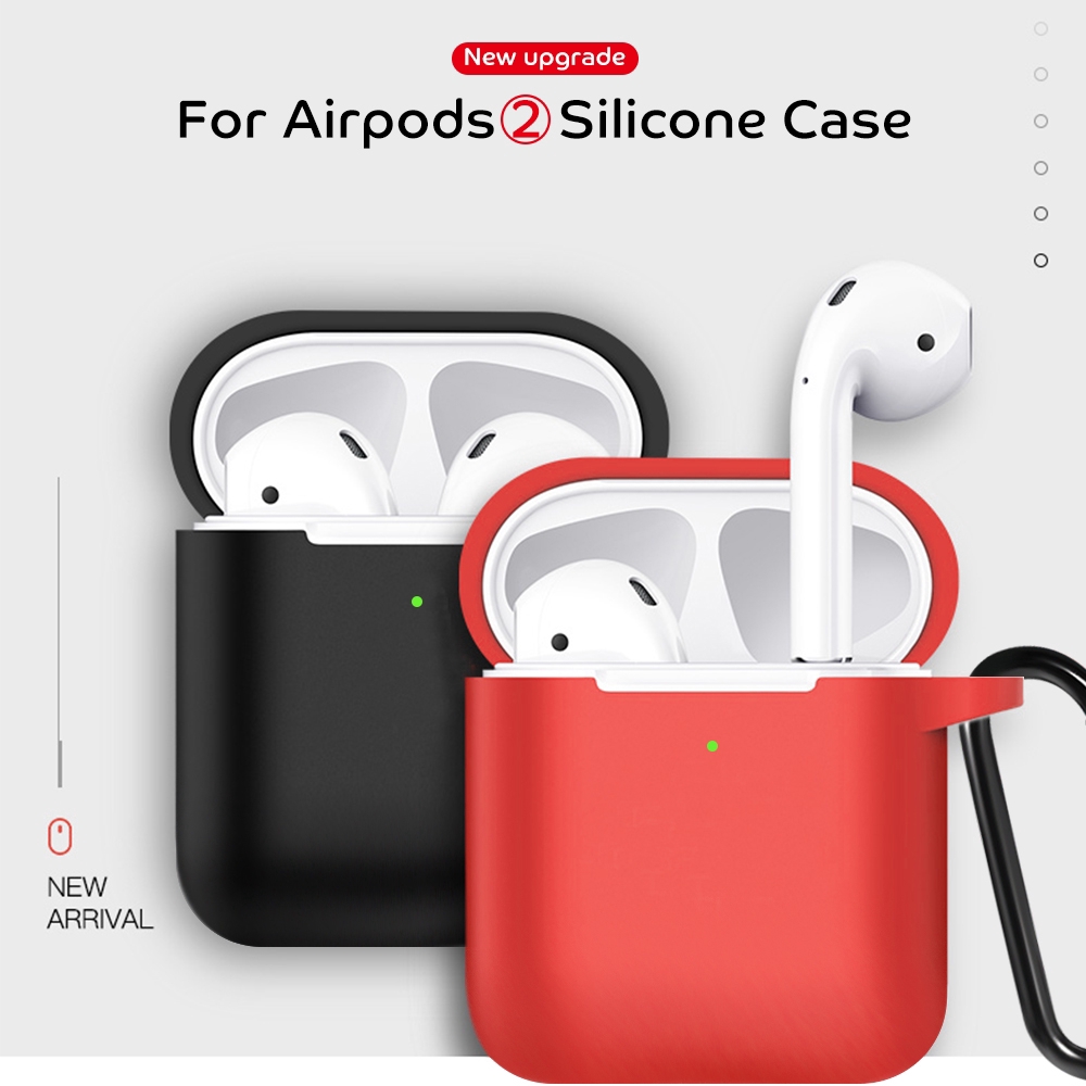 Vỏ silicon bảo vệ hộp sạc tai nghe Airpods 2 có móc gài tiện dụng