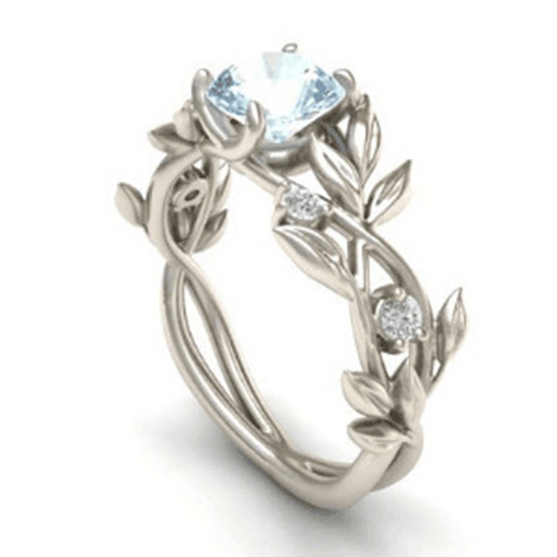 Aifei Jewellery Women Ring Leaf Mosaic Diamond 925 Sterling Silver R912