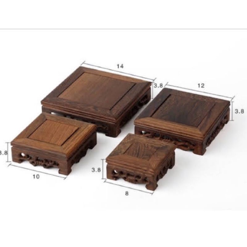 ĐÔN GỖ, ĐẾ GỖ VUÔNG CHẠM KHẮC MINI (8x8x3,8)