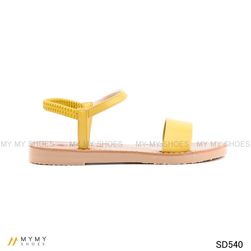 SD540 Sandal bệt da lì quai ngang chun sau đế cao su