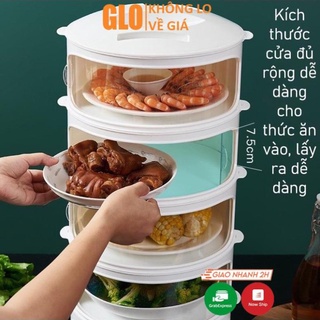 Lồng bàn 5 tầng giữ nhiệt chống bụi cao cấp gấp gọn thông minh, Tủ kệ giữ đồ ăn đa năng tiện lợi