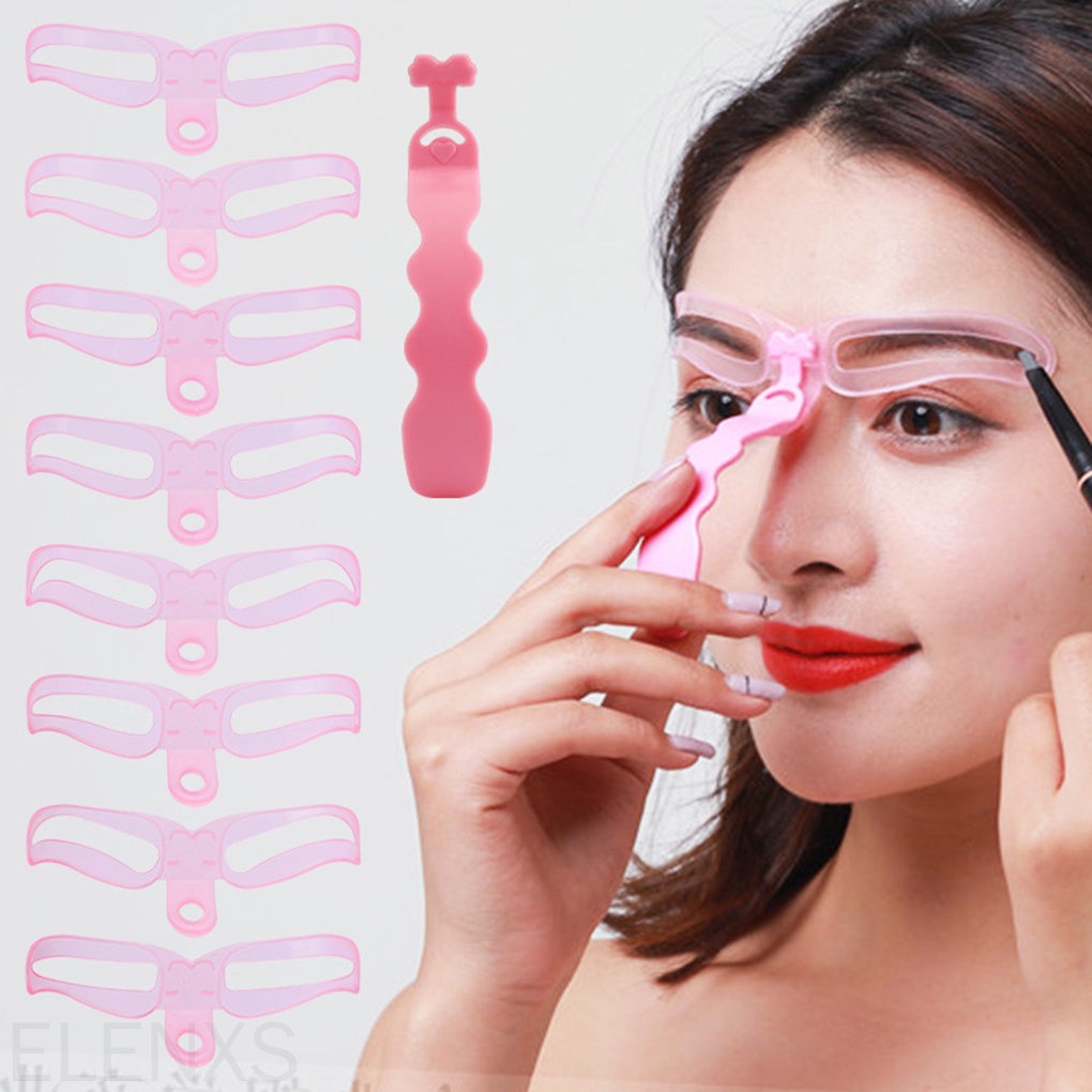 Khuôn vẽ lông mày 8 trong 1 có tay cầm tiện dụng làm đẹp cho nữ