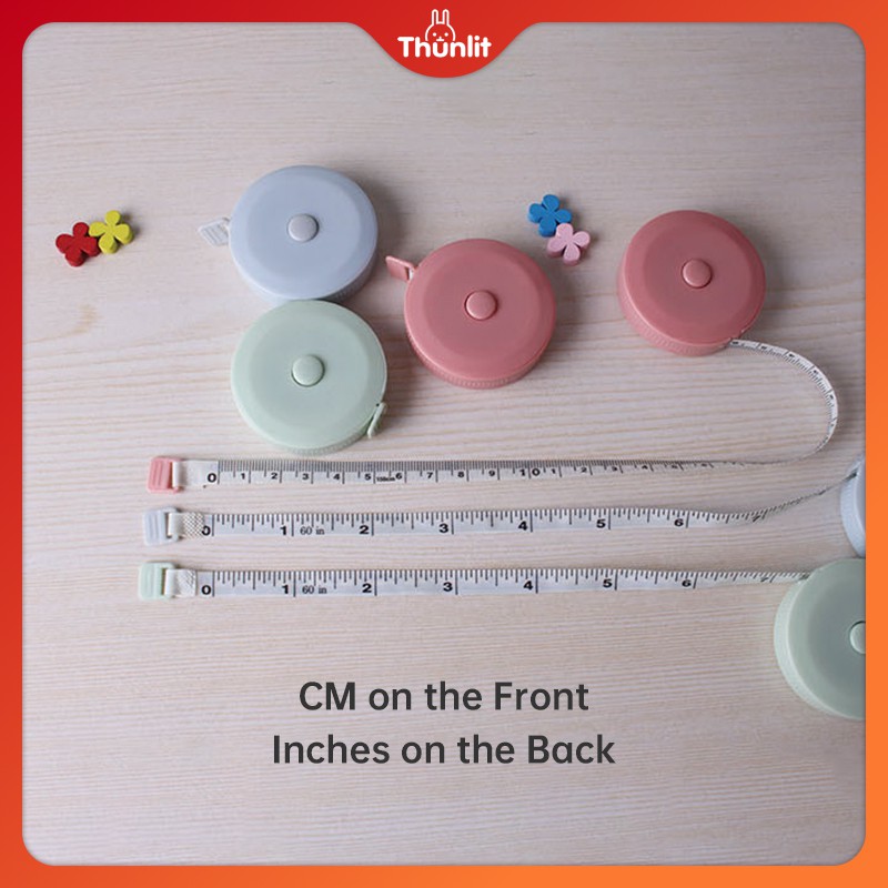Thước dây đo Thunlit mini 1.5m có đơn vị inch họa tiết đáng yêu an toàn cho bé có thể thu vào