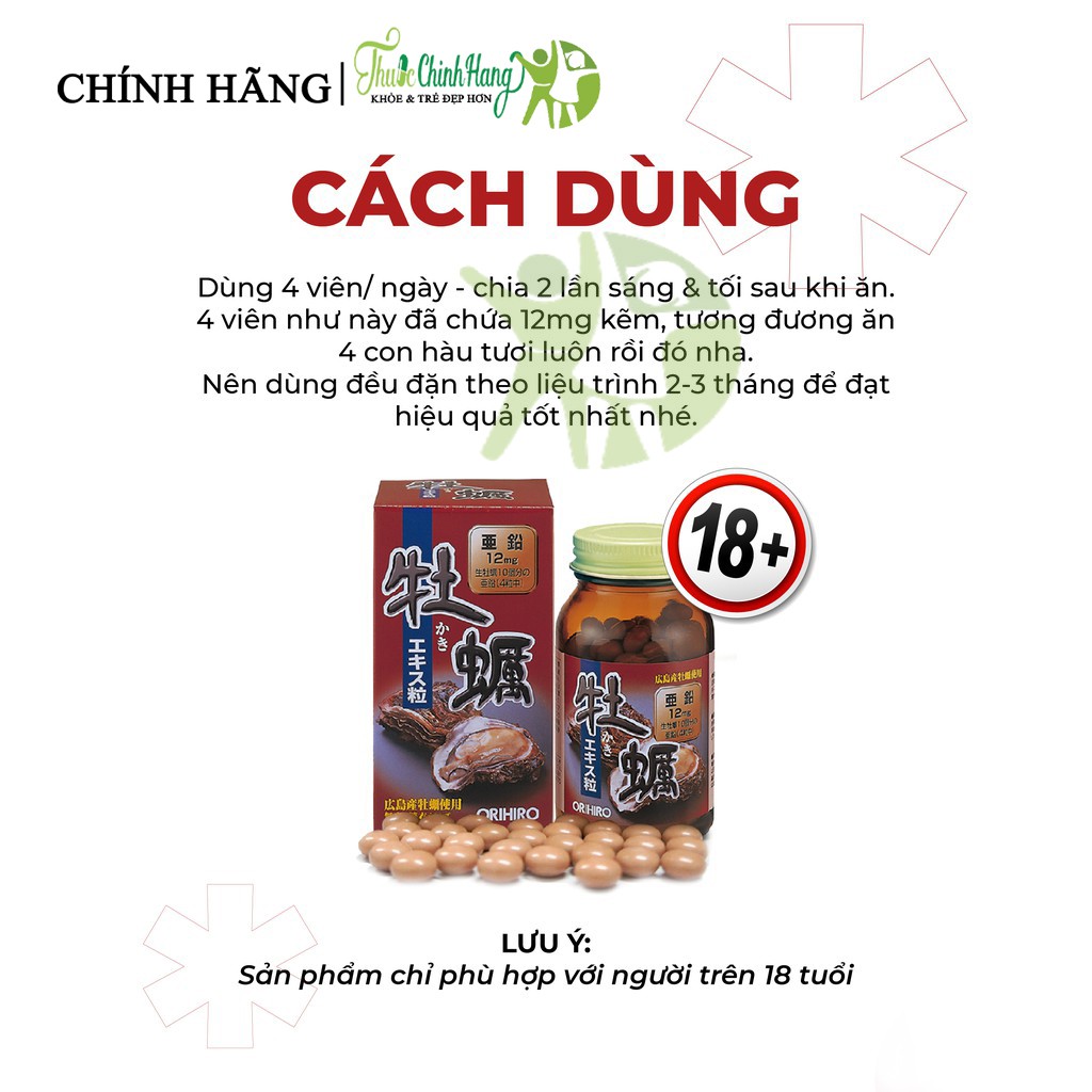 [COMBO 3 HỘP]Tinh chất Hàu tươi của Nhật Orihiro New Oyster Extract Tablets 120 viên