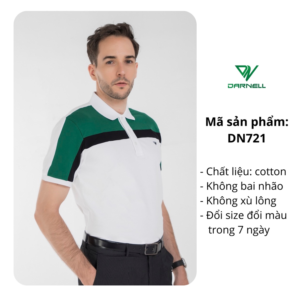 Áo thun polo nam DARNELL tay ngắn chất cotton cao cấp mềm mại slimfit phối màu hiện đại, nhẹ thoáng mát DN721