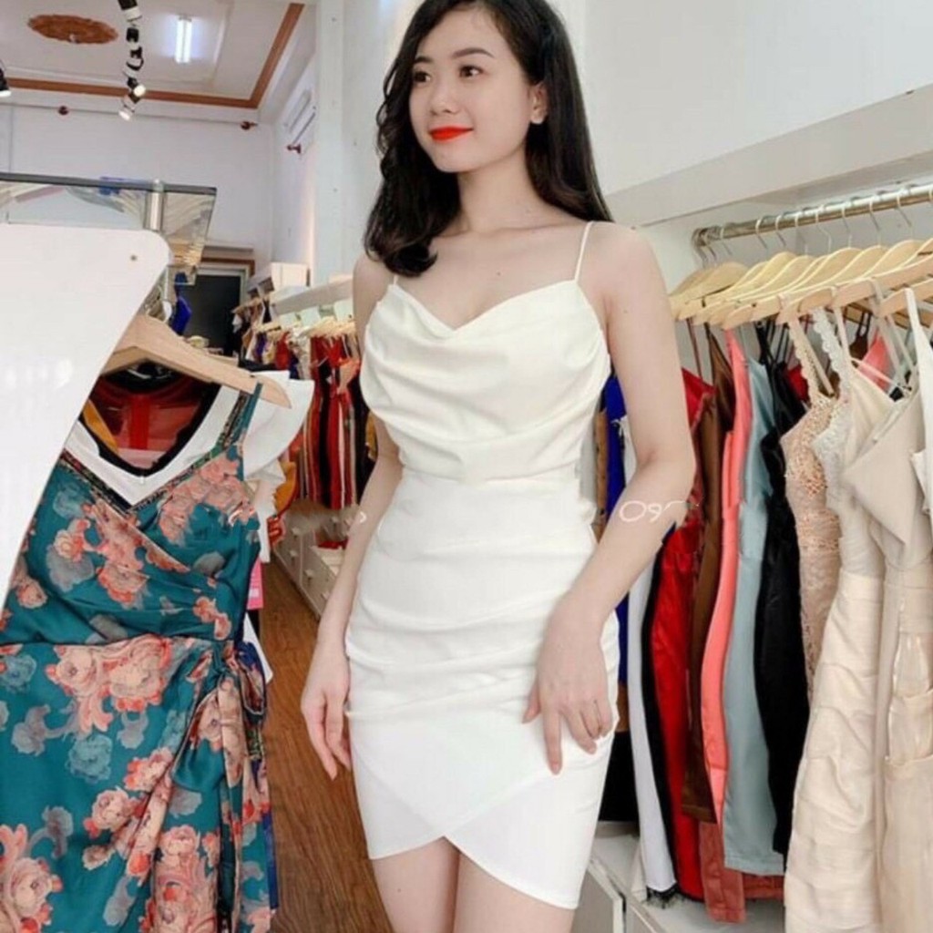 Đầm Hai Dây Cổ Đổ Ôm BoDy ( Có Mút Ngực ) Phối Màu Dịu Dàng Dáng Duyên | BigBuy360 - bigbuy360.vn