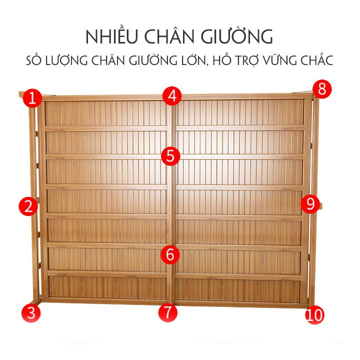 Giường ngủ đơn gấp gọn bằng gỗ tre tự nhiên xếp gọn ép nhiệt siêu chắc chắn, chõng tre đẹp kích thước 100x190cm