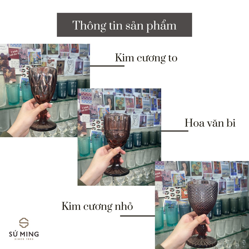 Ly Thuỷ Tinh, ChamPayne  phong cách RETRO, hoa văn đường nét tinh xảo, giao hàng an toàn.