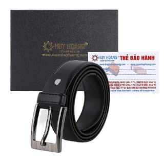 Dây nịt nam Huy Hoàng 3,5 phân may viền màu đen HP4005