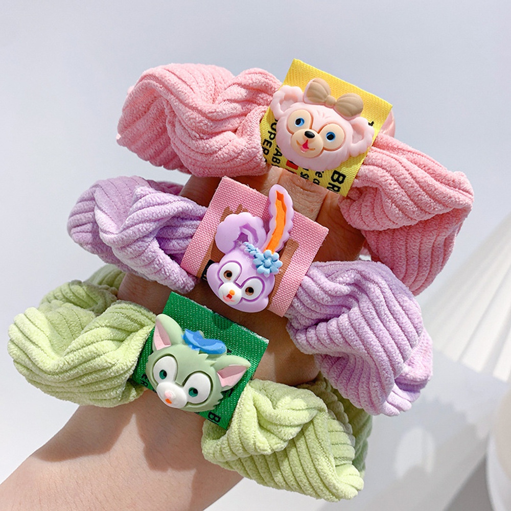 Dây buộc tóc in họa tiết hoạt hình dễ thương kích thước lớn hợp thời trang cho nữ