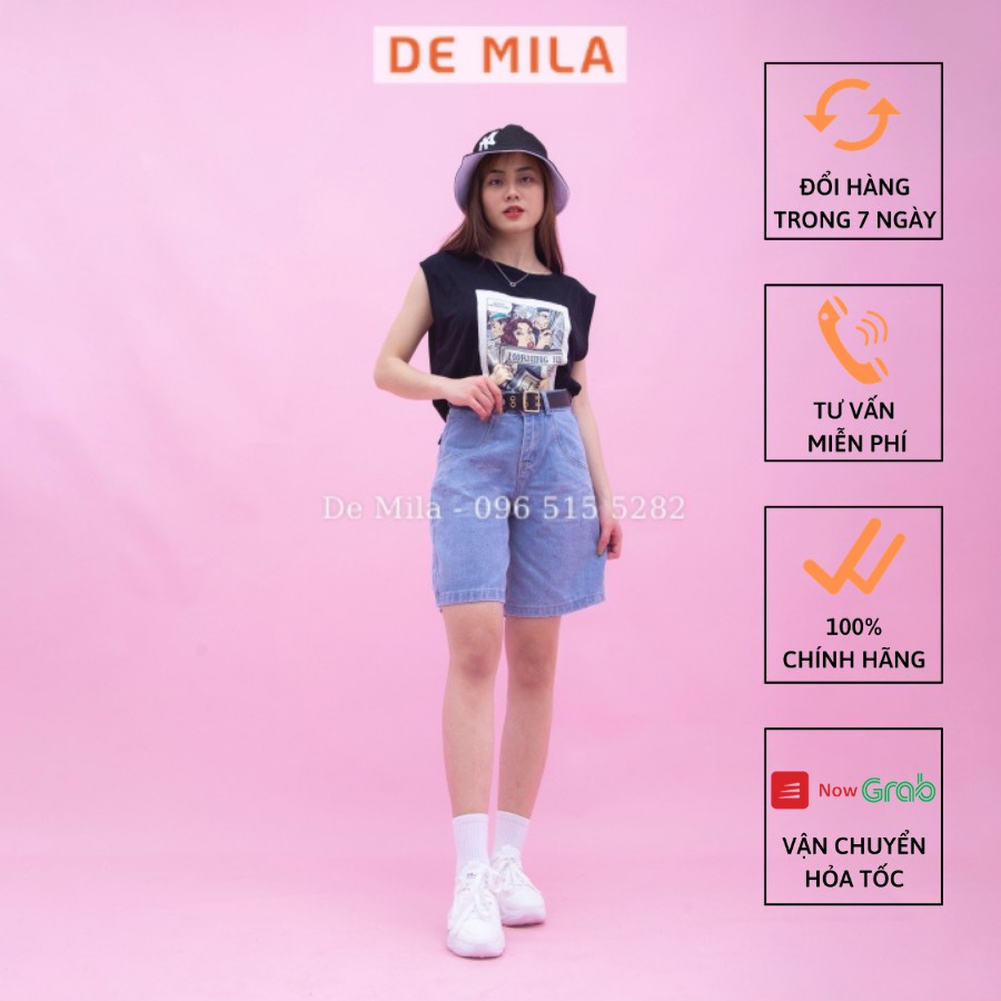 Quần jean ngố nữ De Mila cao cấp, quần short nữ cạp cao, Hàng Loại 1 chất dày đẹp Hàng Loại 1- QJN029