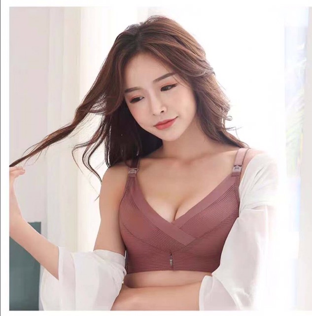 Áo lót bầu và cho con bú chất voan lụa mở khuy trên