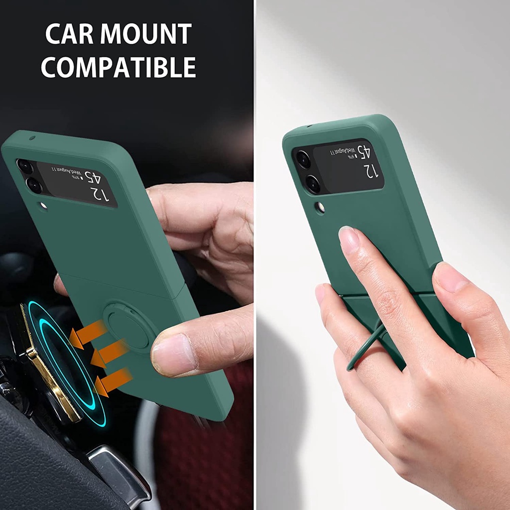 Ốp Điện Thoại Silicone Lỏng Chống Sốc Có Vòng Nhẫn Cho Samsung Galaxy Z Flip 3 5G Z Flip 4