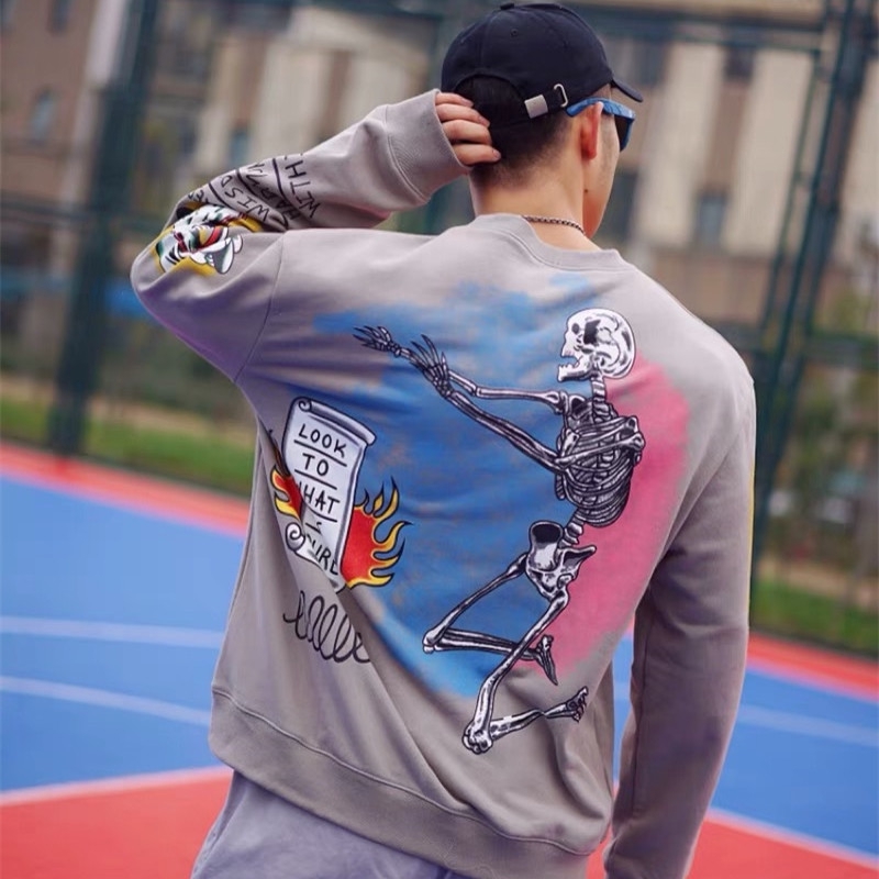 Áo Nỉ Cổ Tròn In Hình Bộ Xương Phong Cách Hip Hop Đường Phố Thời Trang Mùa Thu 2020 Cho Nam