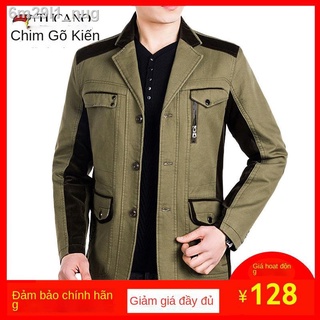 [GIÁ SỐC]☍◄☊[Chính hãng] Chim gõ kiến ​​áo khoác nam phù hợp với cổ áo vải cotton giản dị trung niên cha mặc mùa xuân và