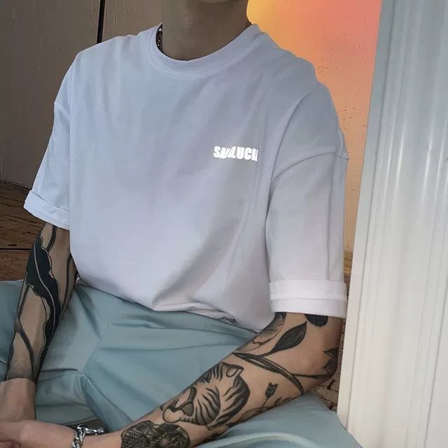 Áo thun unisex stee nam nữ form rộng tay lỡ chữ SANTALUCIA dạ quang