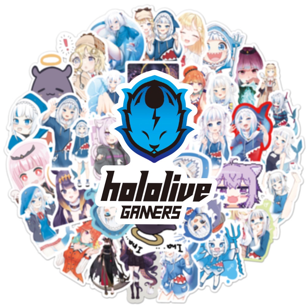 J· Bộ Hình Dán Chống Thấm Hololive Vtuber Gawr Gura, 50 tờ/bộ