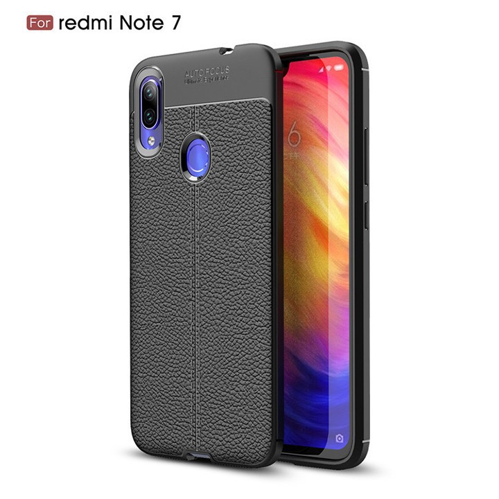 Ốp Lưng Auto Focus vân da dành cho điện thoại Xiaomi Redmi Note 7