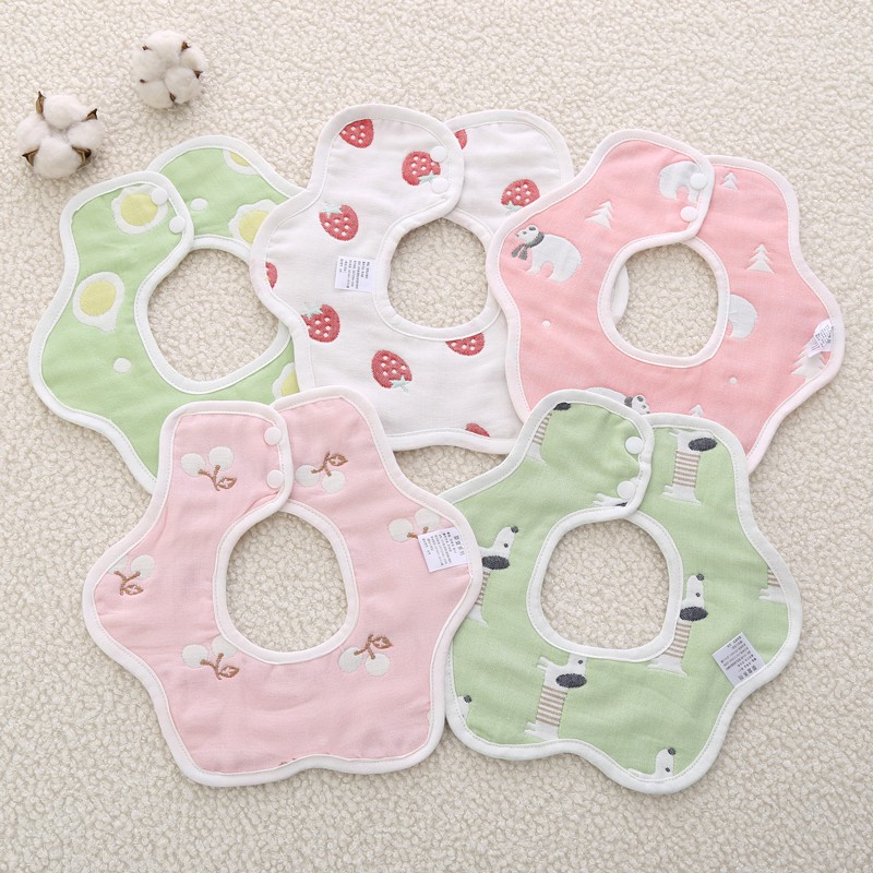 Set 2 YẾM TRÒN xô cotton xoay Kiluta 4 lớp dày dặn cho bé ăn dặm