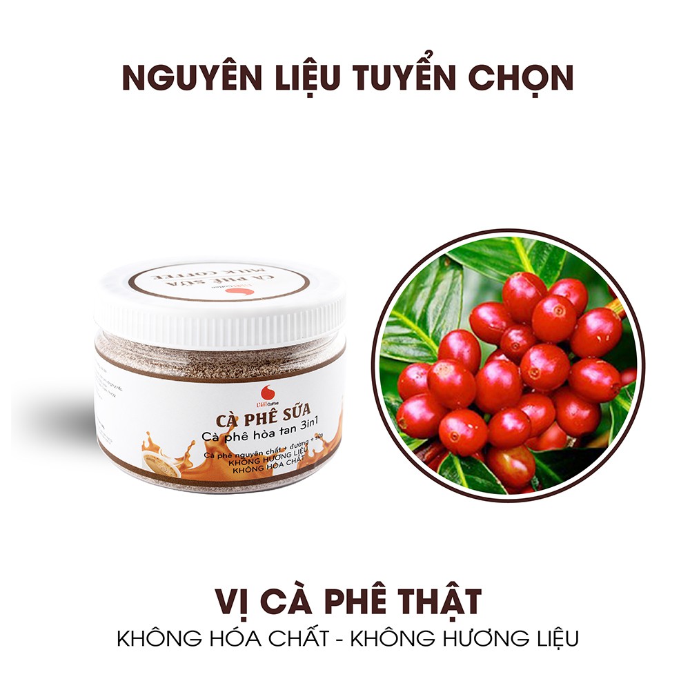 Cà phê sữa 3in1 không hóa chất, pha uống ngay Light Coffee - hũ 230g