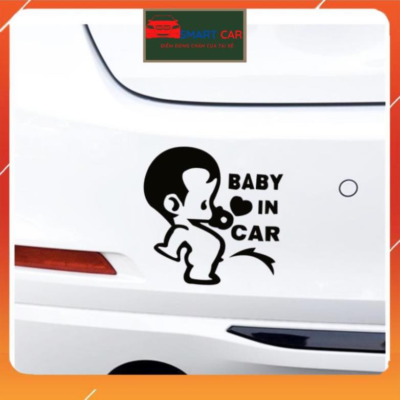 (QUÀ TẶNG LÀ VIÊN RỬA KÍNH)  Miếng Dán BABY IN CAR Dán Ô Tô Vừa Đẹp Vừa Cảnh Báo An Toàn Tặng Kèm Dụng Cụ Dán