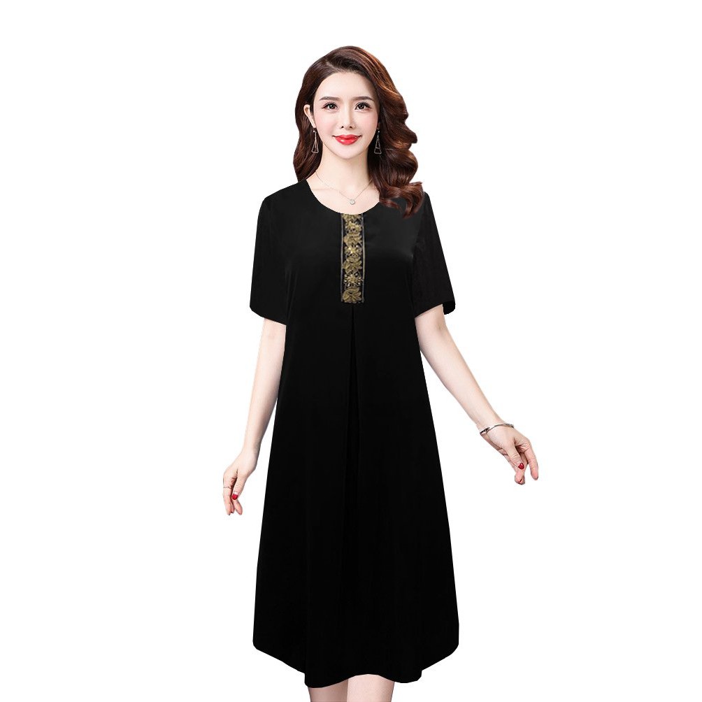 ĐẦM SUÔNG DÁNG RỘNG DỰ TIỆC TRUNG NIÊN KIỂU ĐẦM SUÔNG ĐÍNH HỌA TIẾT THÊU - VÁY ĐẦM TRUNG NIÊN CAO CẤP 3319 PMH