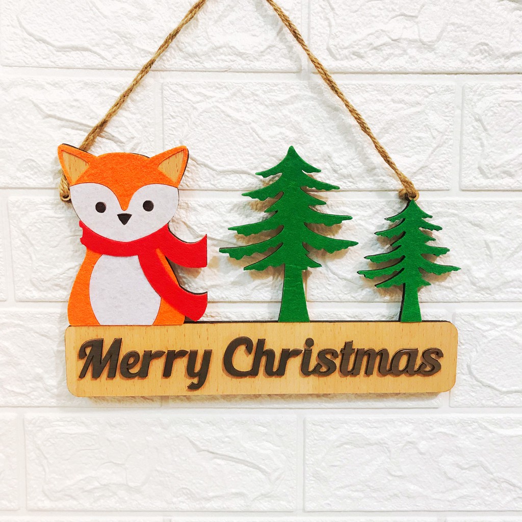 Bảng gỗ trang trí, décor, treo tường OHAY – Noel Tặng móc treo)