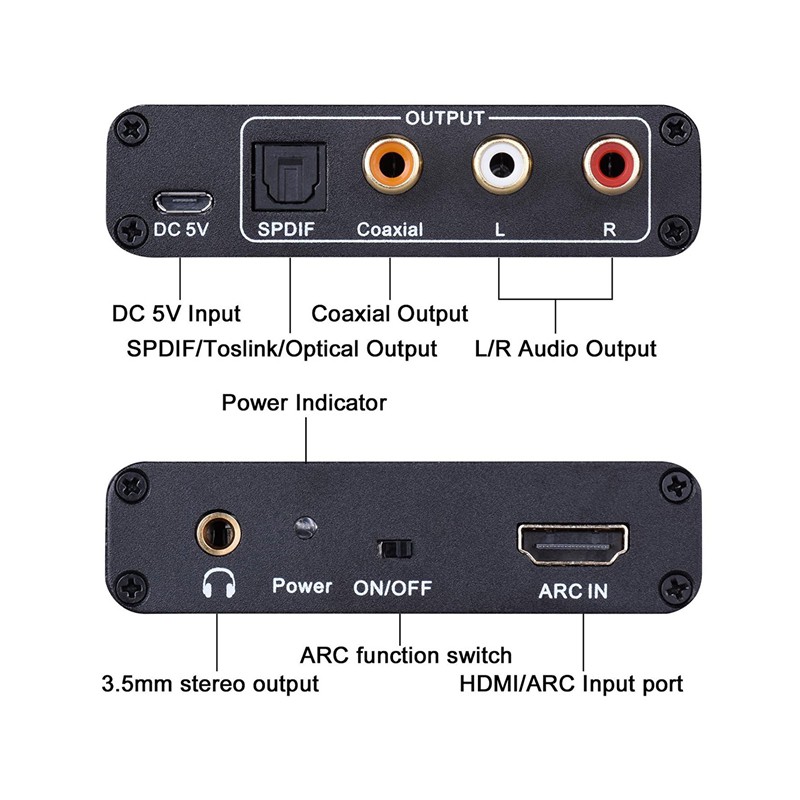 Bộ Chuyển Đổi Âm Thanh Hdmi Arc Sang Optical Toslink Spdif Coaxial + Analog 3.5mm L / R