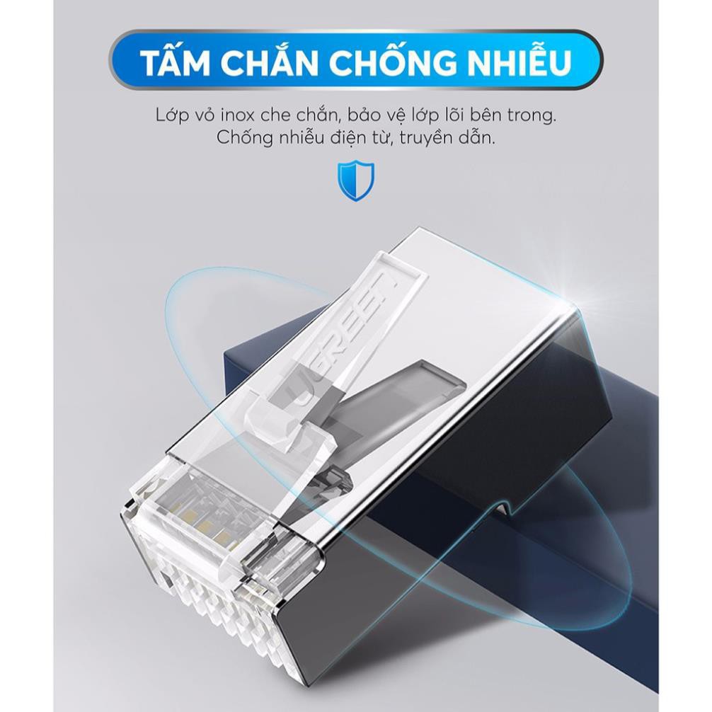 [Freeship]  Đầu bấm hạt mạng cho dây CAT6 bọc inox UGREEN NW111