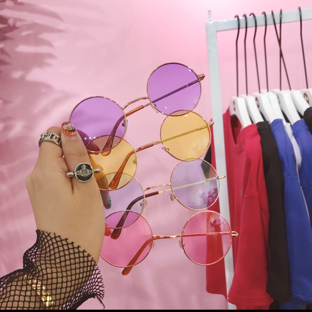 Kính mát TRÒN màu thời trang kính đi đêm TikTok GT05