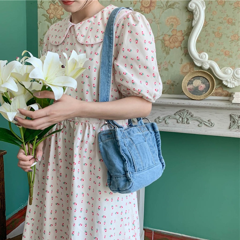 Túi Xách Denim Có Dây Khóa Kéo Có Thể Điều Chỉnh Kích Cỡ