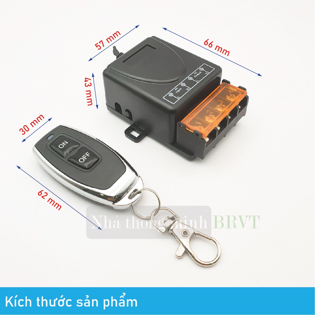 Công tắc điều khiển từ xa 220V 100m công suất cao ngõ ra 30A bật tắt thiết bị chiếu sáng, máy bơm, quạt – Bộ 2 tay bấm
