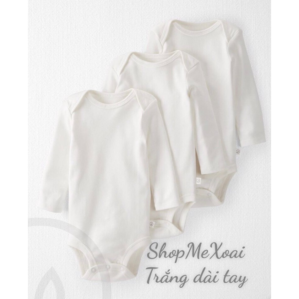 Bodysuit màu trắng trơn hàng xuất dư cho bé size từ 0-36M