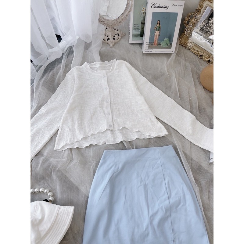 Set áo thun trắng + chân váy xanh(Chuyên sỉ )