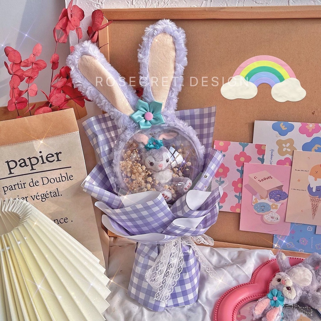 Bó Hoa Búp Bê Gấu Dâu Tây Quà Tặng Sinh Nhật / Valentine Cho Bạn Gái