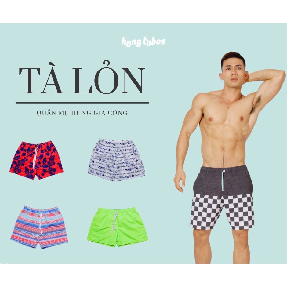 Quần đùi đi biển mùa hè rộng rãi chất cotton Hungtubes.
