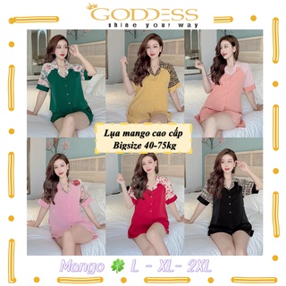 Bộ Pijama nữ Lụa Mango 💖 Đồ ngủ đùi phối màu xinh xắn tươi trẻ Bigsize 40-75kg cao cấp Mango mát lịm