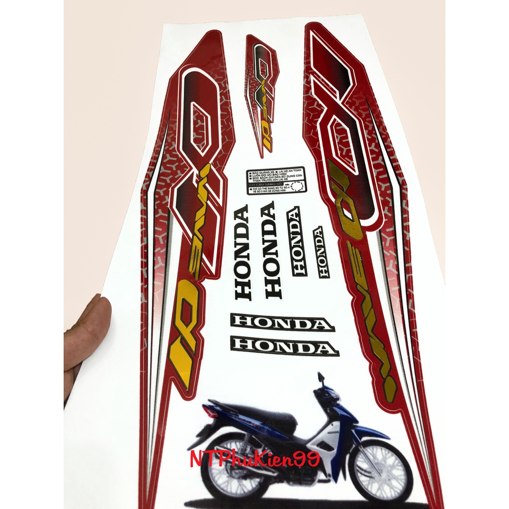 Tem Wave Zin GHÉP CROM Màu Đỏ Dán cho Wave 50cc-100cc-110cc