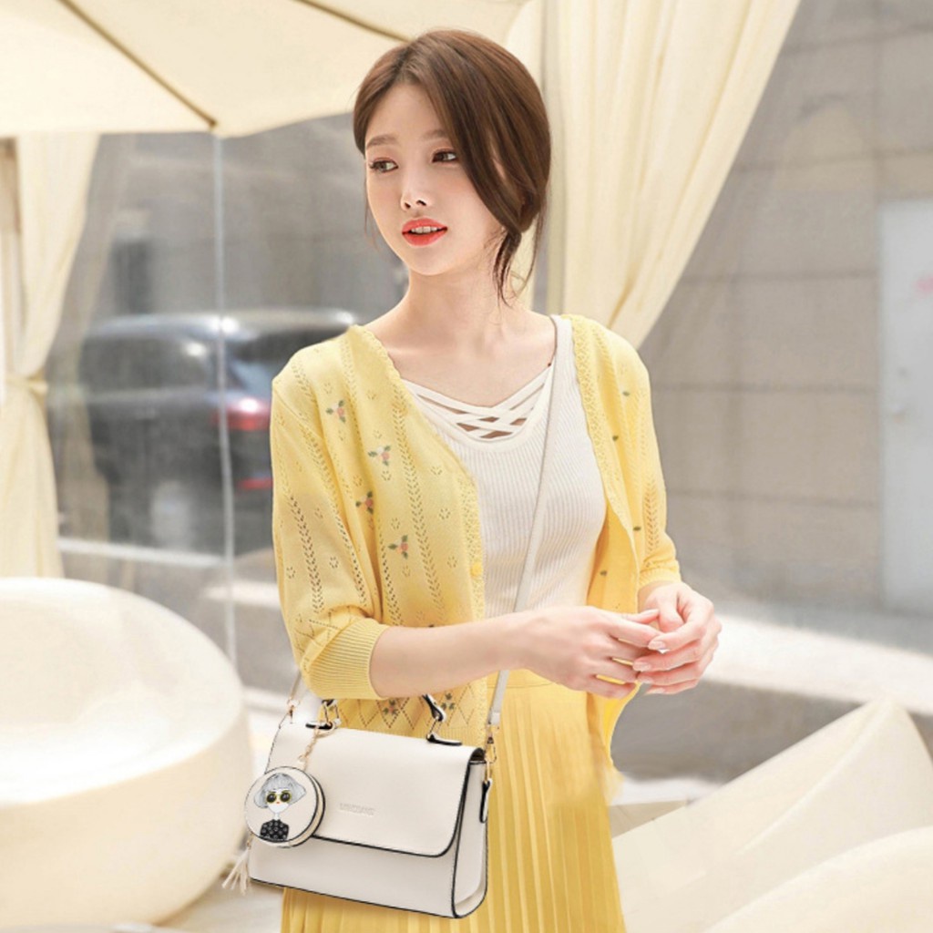 Túi xách nữ giá rẻ túi đeo chéo cầm tay khoá vuông siêu hot ( không kèm gấu ) TX2KXE03
