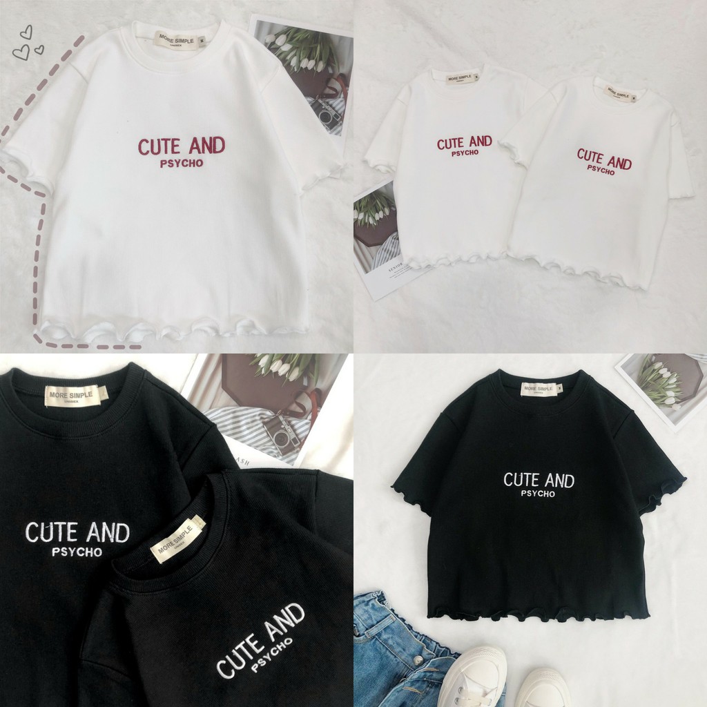 Áo Croptop Nữ Tay Ngắn CUTE PSYCHO Form Ôm Ulzzang