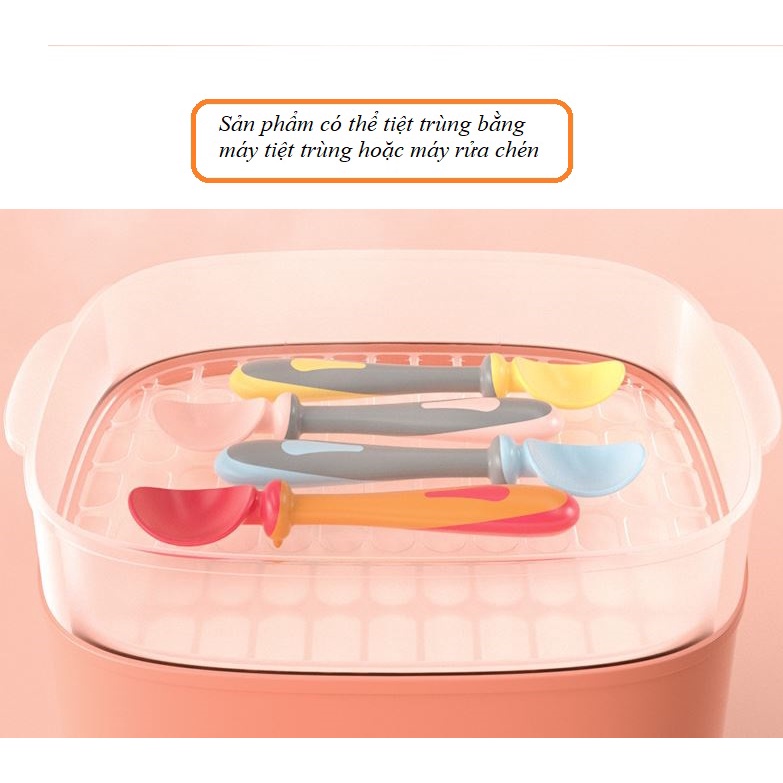 Bộ muỗng nĩa Silicon cho bé (Kèm hộp đựng bảo vệ)