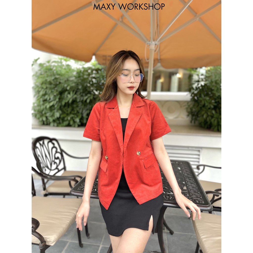 Áo khoác blazer tay ngắn short blazer red brick Maxy Workshop